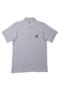 個人設計短袖 淨色Polo恤  社團活動Polo恤  推廣  白色短袖Polo恤   3粒鈕扣胸筒設計 P1612